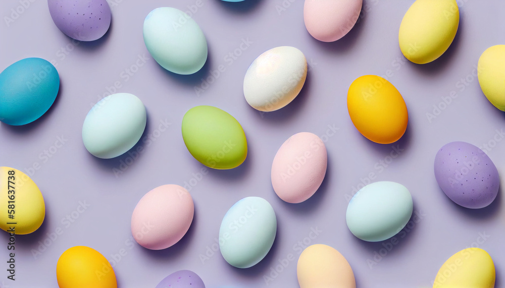 A colorful easter egg with polka dots on a blue background Generative ai A colorful easter egg with polka dots on a blue background Generative ai