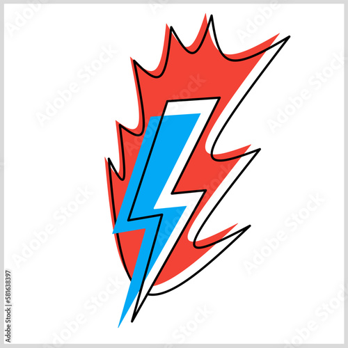 Lightning burns Icon red and blue color, Vector Illustration for Icon, symbol, Logo etc photo