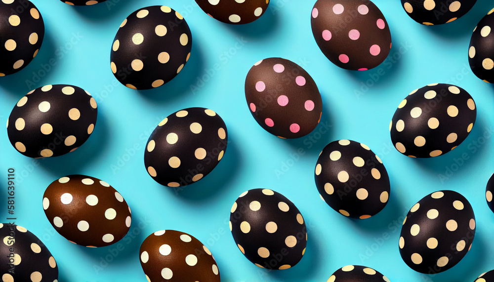 A group of eggs with polka dots Generative ai