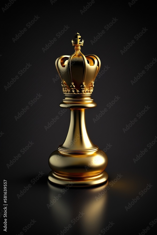 gold king queen chess on a black background