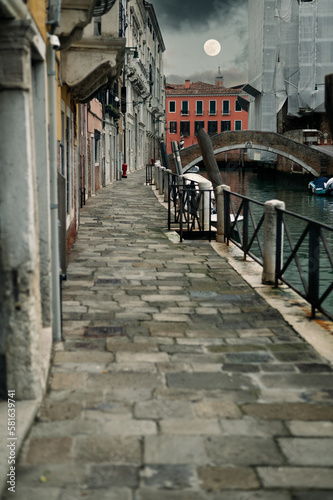Narrow street in Venice Italy