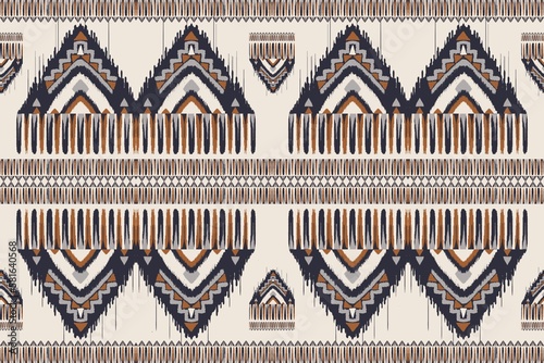 Ikat African pattern. Illustration African aztec tribal geometric shape seamless pattern ikat style. Ethnic traditional pattern use for home decoration elements, carpet, rug, mat, table runner, etc.