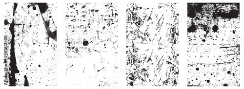 Wallpaper Mural Set of Grunge Distressed Vector Textures - Black and White Backgrounds with Splatter, Scratch and Stain Effects. EPS 10.
 Torontodigital.ca