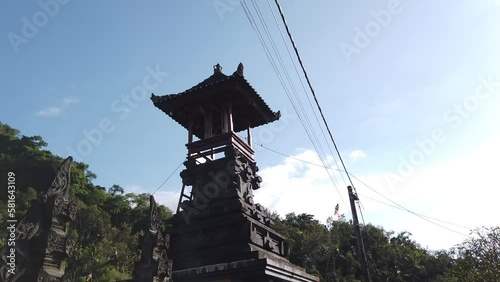 Bale Kukul Balinese Pavilion where a Slit Log Drum is placed Watch Tower Sidemen Village Karangasem photo
