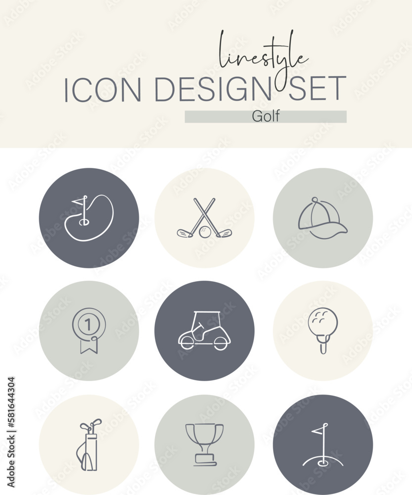 Linestyle Icon Design Set Golf