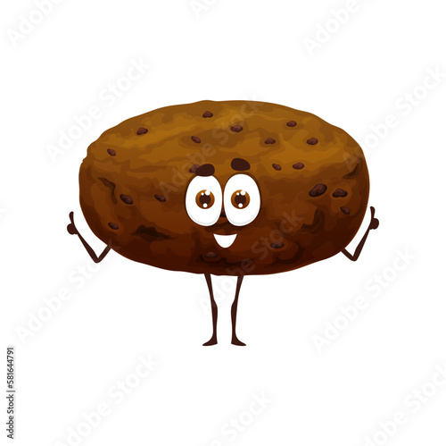 Cartoon Irish barmbrack bread character, Ireland bakery and pastry, vector funny food. Barmbrack or brack bread from Irish cuisine, pastry pie with raisins as emoji or comic food emoticon