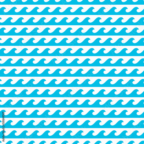 Blue sea waves seamless pattern of ocean tide ripples vector marine background. Sea wave curls and wavy surfs pattern of ocean blue tide curls and nautical flow ripples for wavy tidal print