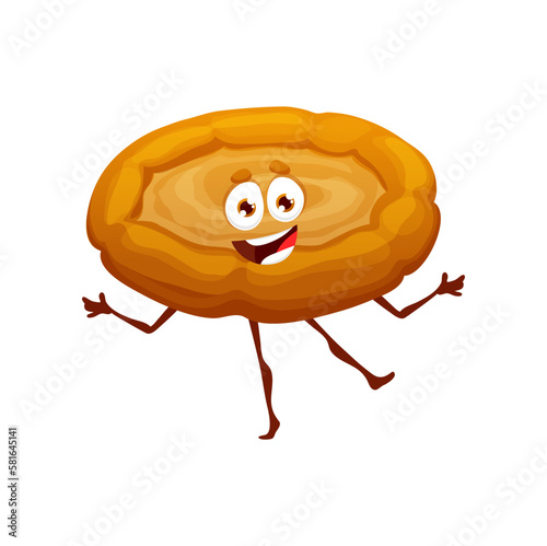 Cartoon tandoor flatbread character, bakery bread and pastry, vector food with face. Asian, Indian and Arab cuisine bread or tandoor oven flatbread with funny smile, world bread emoji