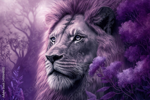 purple lion art