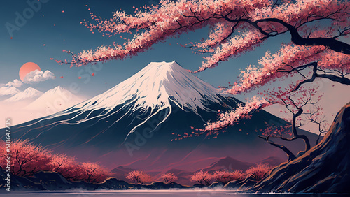 Landscape of Fuji Mountain Ai generative