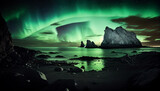 The aurora borealis reflecting on a lake. Generative Ai. V2