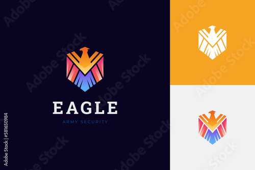 eagle shield logo design, phoenix vector emblem logo element, bird falcon vector wings logo template
