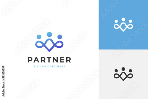 people community logo icon design with Creative three people graphic element for partner team logo, group, startup or teamwork symbol