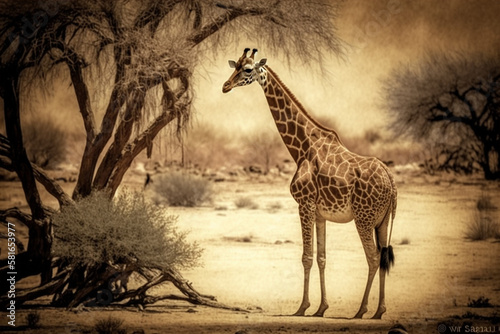 giraffe in the wild made by generative ai