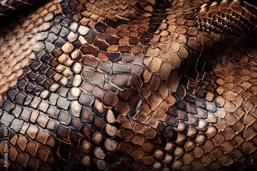 Naklejka premium Snake skin leather texture background with Ai Generative technology
