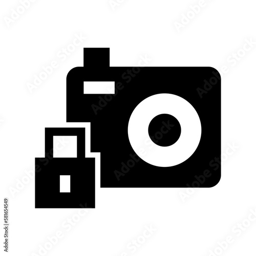 camera lock icon or logo isolated sign symbol vector illustration - high quality black style vector icons 