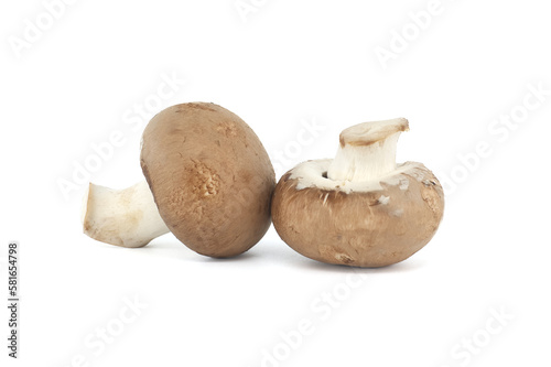 Baby portobellos mushrooms isolated on white