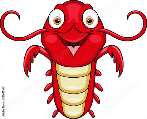 Cute cartoon shrimp on white background