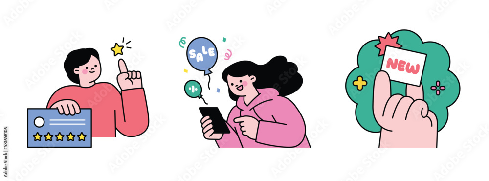 Online internet live commerce. People shopping on mobile and computer. New products and coupons and reviews. Online internet live commerce. People shopping on mobile and computer. New products and coupons and reviews.