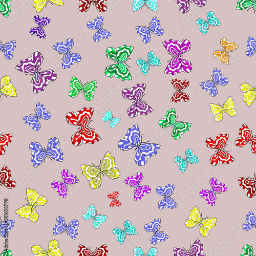 Seamless pattern with interesting doodles on colorfil background. Vector illustration.