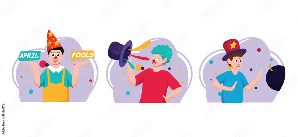 Flat Bundle April Fools Design Illustration Flat Bundle April Fools Design Illustration