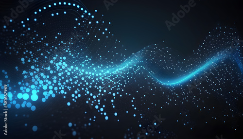 Abstract shiny dark wavy dotted line particle technology background