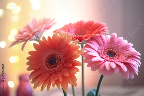 Four Gerbera Flowers. Ambient Light. 