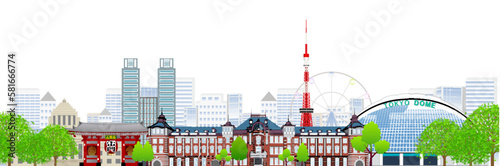 東京駅　名所　ビル　背景