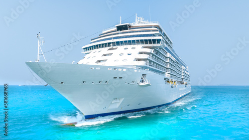 Cruise Ship  Cruise Liners beautiful white cruise ship above luxury cruise in the ocean sea concept exclusive tourism travel on holiday take a vacation time on summer