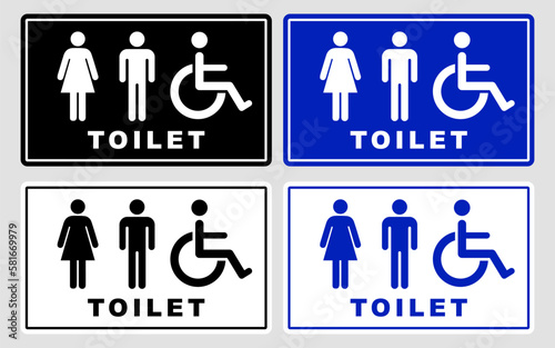 set bundle toilet sign printable public signage symbol wc simple black minimalist restroom area