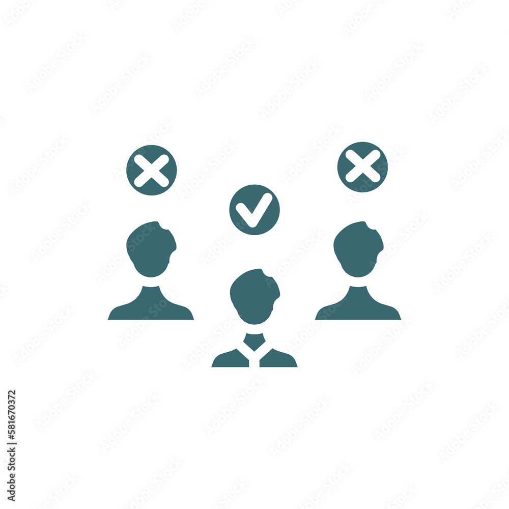 selection process icon. Filled selection process icon from Human Resources collection. Glyph vector isolated on white background. Editable selection process symbol can be used web and mobile