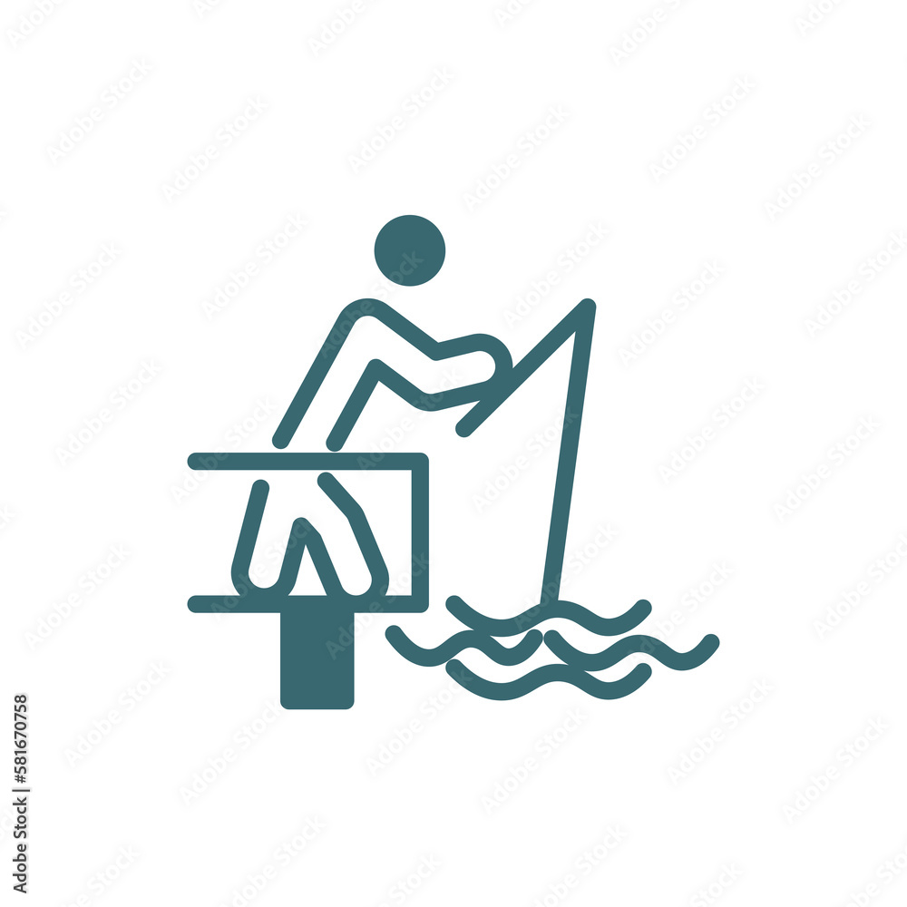 fisher fishing icon. Filled fisher fishing icon from sport and game collection. Glyph vector isolated on white background. Editable fisher fishing symbol can be used web and mobile fisher fishing icon. Filled fisher fishing icon from sport and game collection. Glyph vector isolated on white background. Editable fisher fishing symbol can be used web and mobile