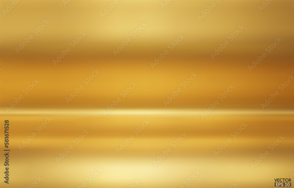 Gold background. Abstract light gold metal gradient. Shiny golden blur texture background. Gold geometric texture wall with light reflections. Yellow wallpaper. 3D Vector illustration. Gold background. Abstract light gold metal gradient. Shiny golden blur texture background. Gold geometric texture wall with light reflections. Yellow wallpaper. 3D Vector illustration.