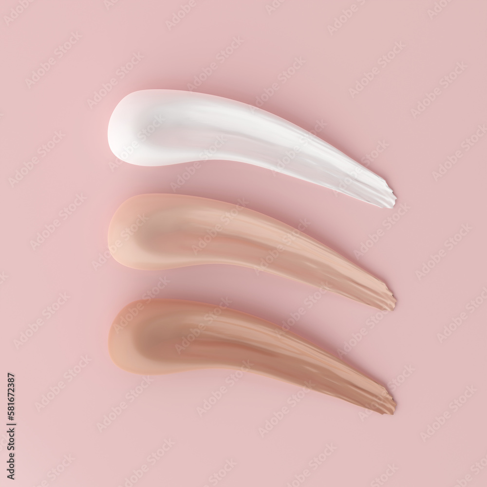 Fototapeta premium Cosmetic liquid foundation cream,Makeup matte concealer foundation CC or BB-cream powder. 3D Render.