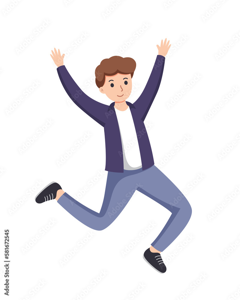 character man happy dance movements isolated