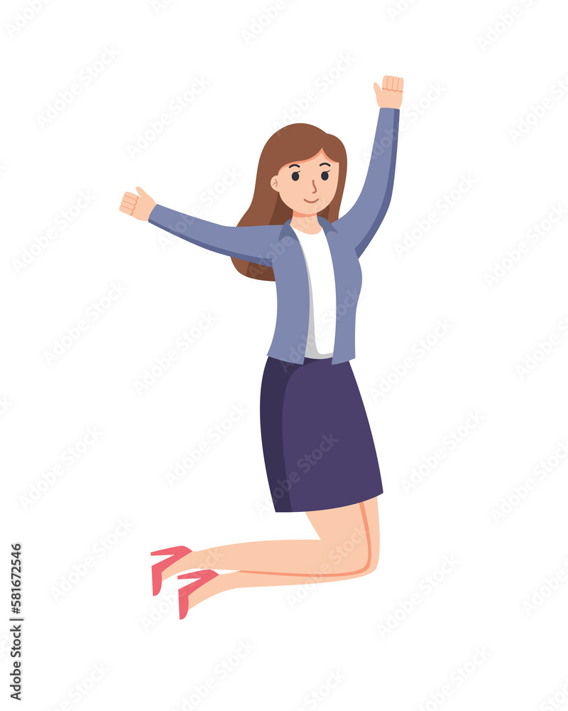 character woman happy dance movements isolated character woman happy dance movements isolated