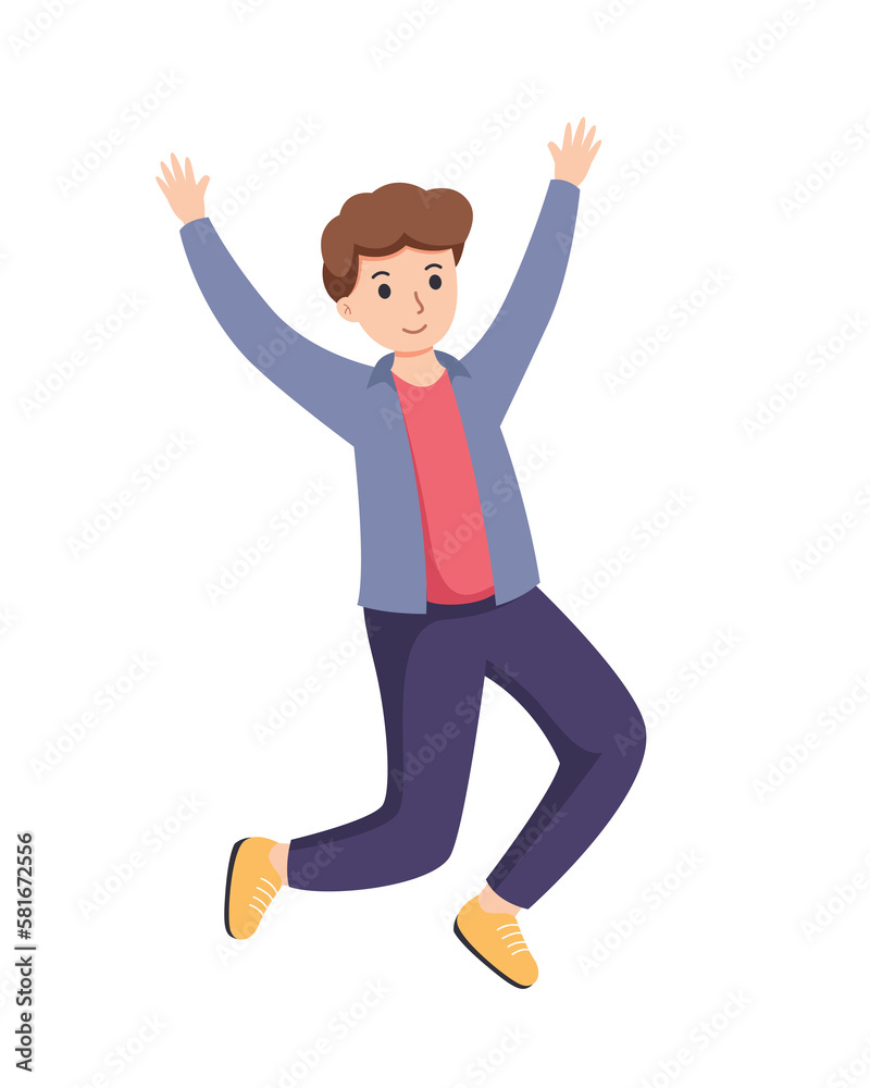 character man happy dance movements isolated