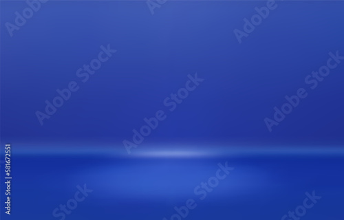 Abstract Luxury Blue Background. Empty Blue Gradient Room, Studio, Space. used as a background for displaying your products.  3D vector Illustration.