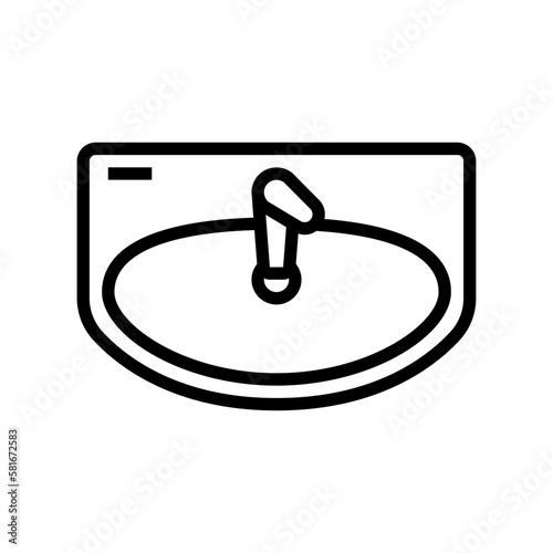 sink top view line icon vector illustration