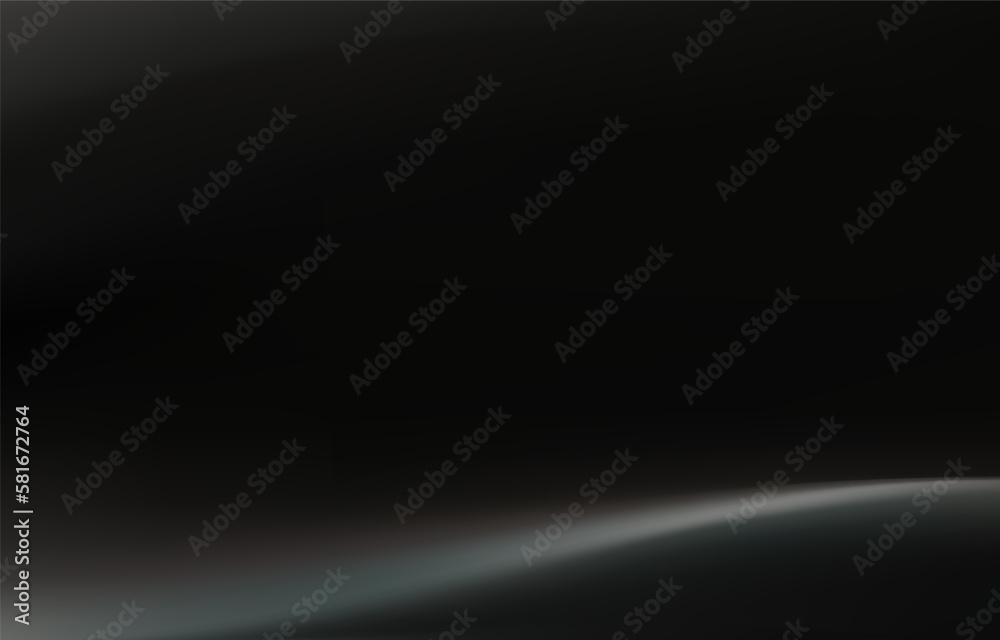 Black background. Abstract dark black metal gradient. Shiny blur texture background. Geometric texture wall with light reflections. Black wallpaper. 3D Vector illustration.