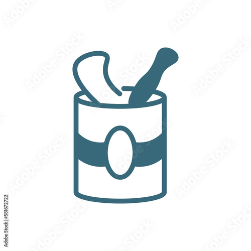 open tin with spoon icon. filled open tin with spoon icon from restaurant collection. flat glyph vector isolated on white background. Editable open tin with spoon symbol can be used web and mobile