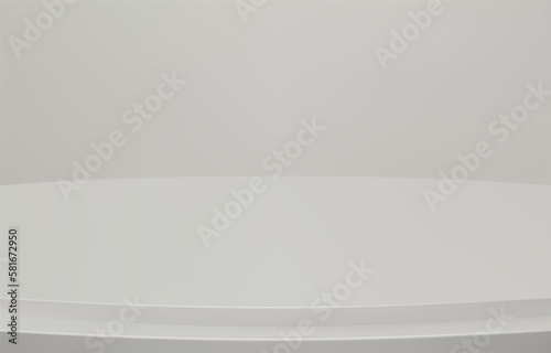 Abstract Luxury white Background. Empty white Gradient Room, Studio, Space. Curved stage used as a background for displaying your products.  3D vector Illustration.