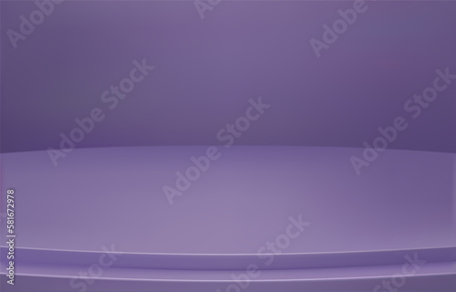 Abstract Luxury purple Background. Empty purple Gradient Room, Studio, Space. Curved stage used as a background for displaying your products.  3D vector Illustration.