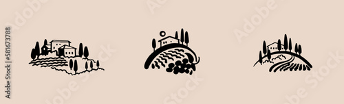 Farm set of icon in vector. Vineyard vector logo design