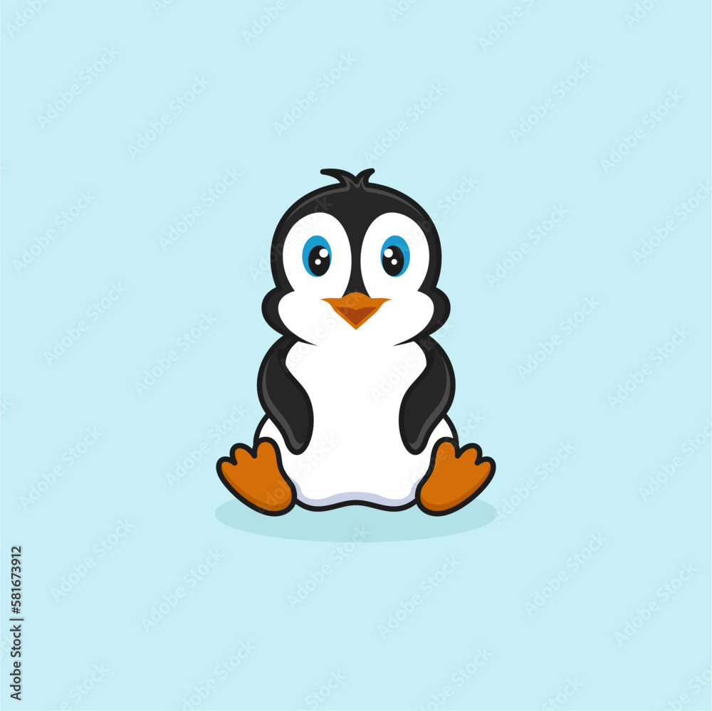 Fototapeta premium Cute Penguin Logo Design Illustrator