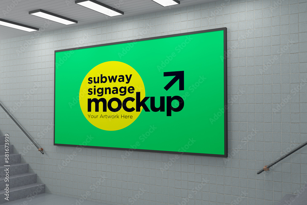 Subway Signs, Poster, Billboard Mockup Subway Signs, Poster, Billboard Mockup