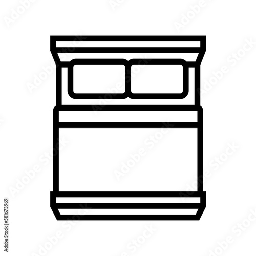 double bed top view line icon vector illustration