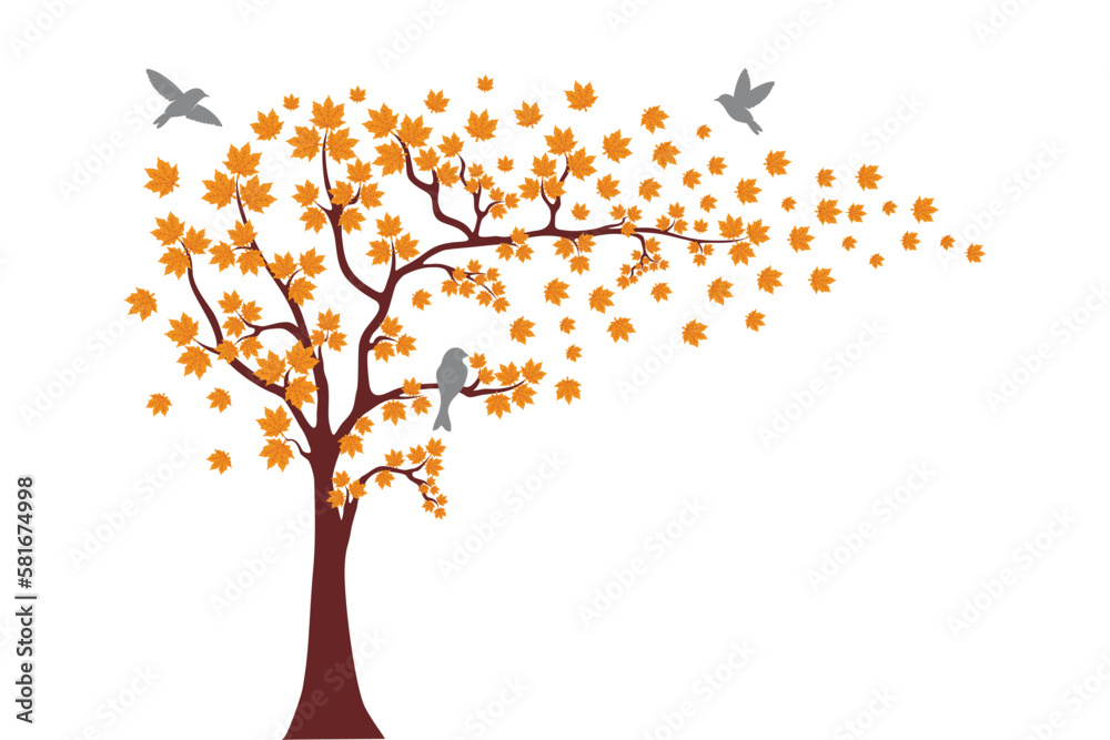 Tree Wall decoration Concept. Bird on branch wall decoration sticker design vector illustration Tree Wall decoration Concept. Bird on branch wall decoration sticker design vector illustration
