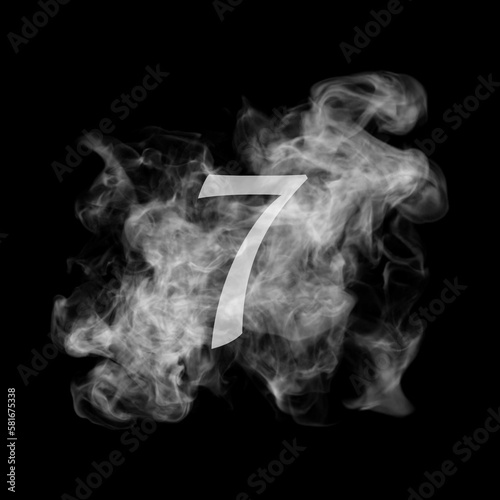 Smoke effect number gray color on black background, design for your business