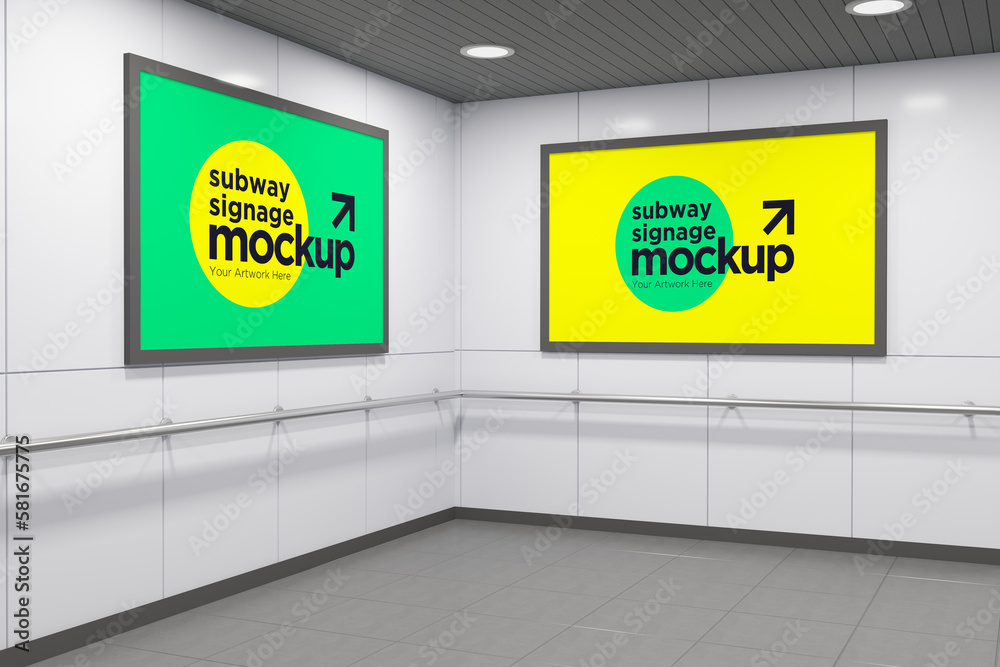 Subway Signs, Poster, Billboard Mockup Subway Signs, Poster, Billboard Mockup